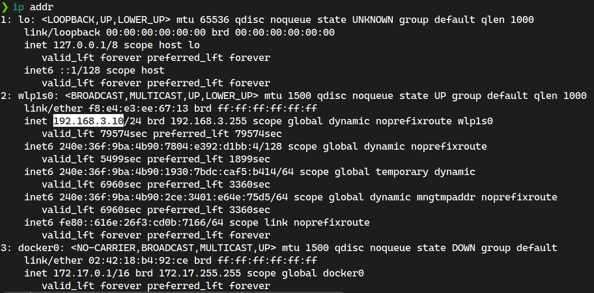 ip addr获取IPv4地址